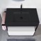 Console Sink Vanity With Matte Black Ceramic Sink and Glossy White Drawer, 35